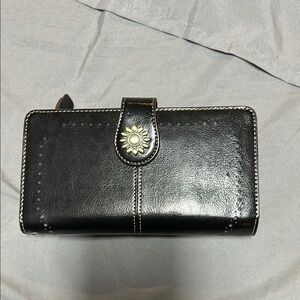 Elegant Black Women's Wallet with Sunflower Accent